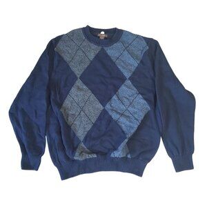 Dockers Mens Argyle Navy Blue Crewneck Sweater Size XL Preppy Casual Fall